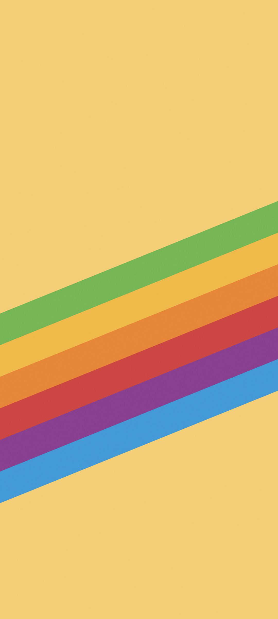 A wallpaper with a yellow background and rainbow stripes - 1080x2400