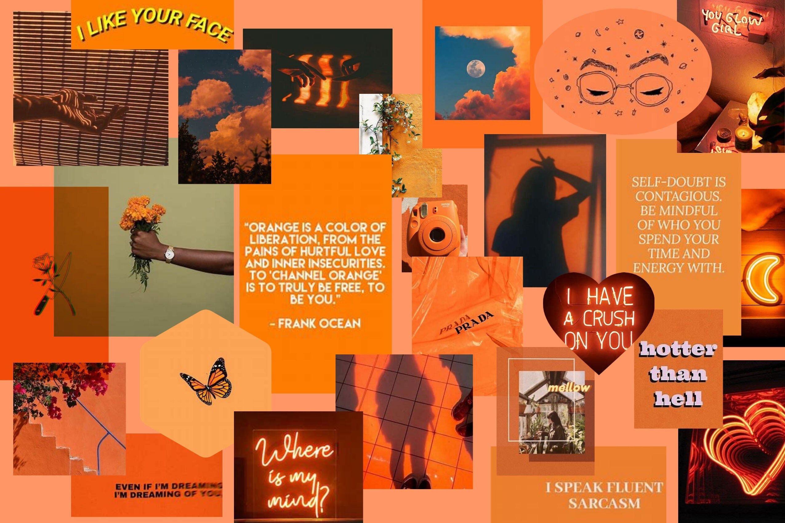 A collage of orange and brown aesthetic images - Orange