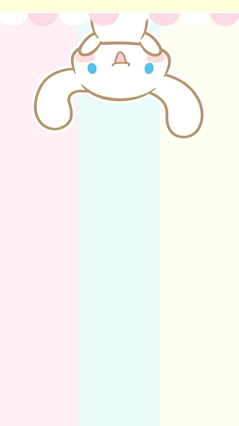 IPhone wallpaper of a cute white cat with blue eyes, pink cheeks, and pink ears and tail. - Cinnamoroll