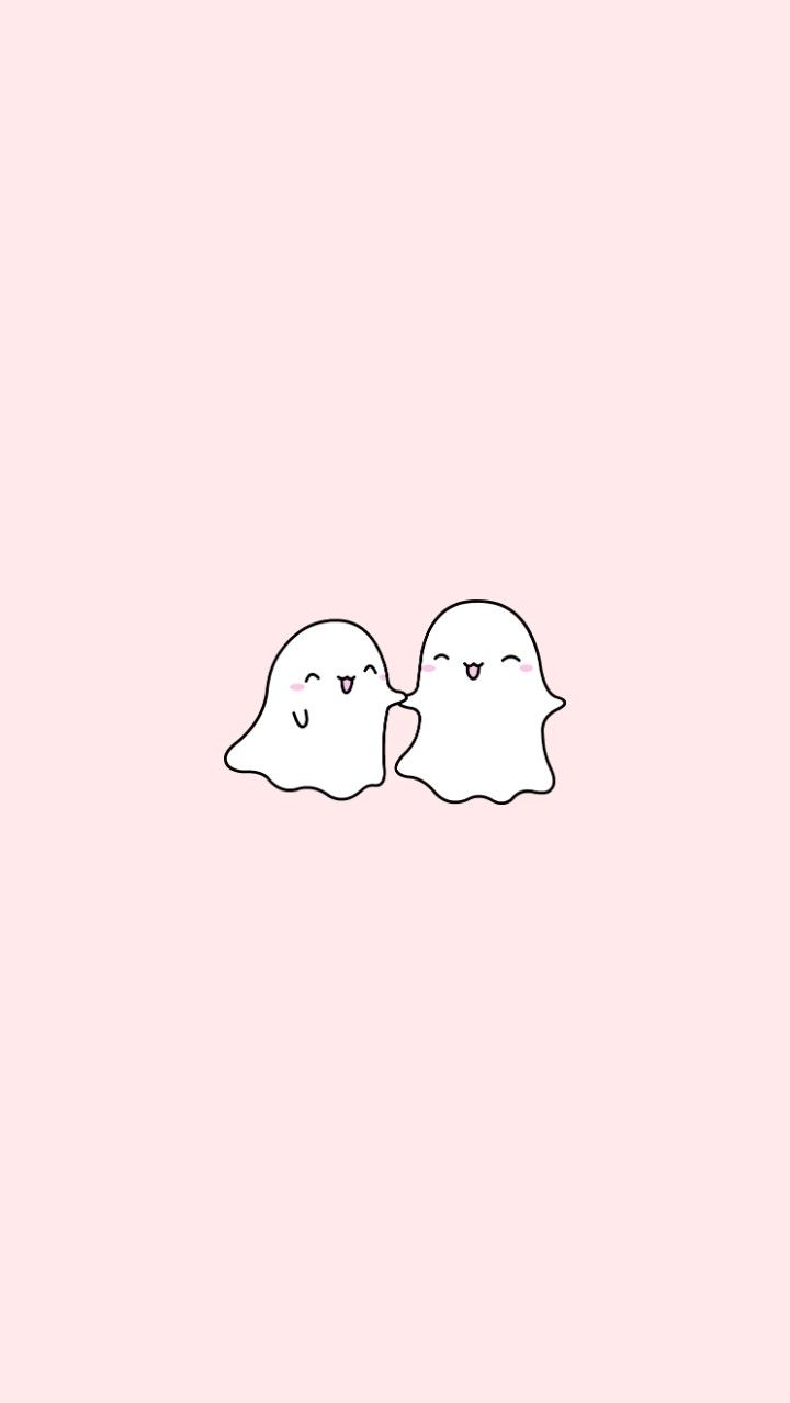 Two cute ghost characters on a pink background - Ghost