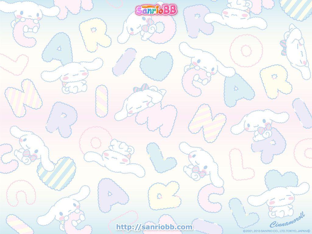 Cinnamoroll wallpaper with the characters in pastel colors - Cinnamoroll