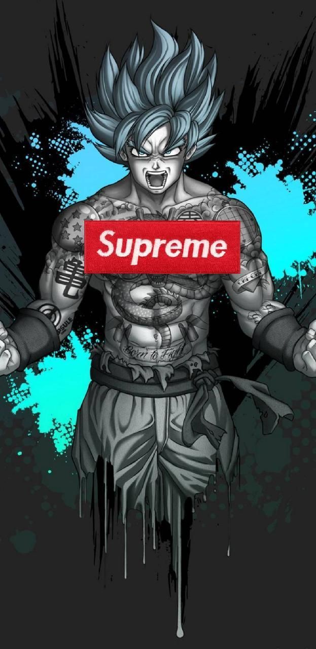 Goku with a supreme logo on his chest - Supreme