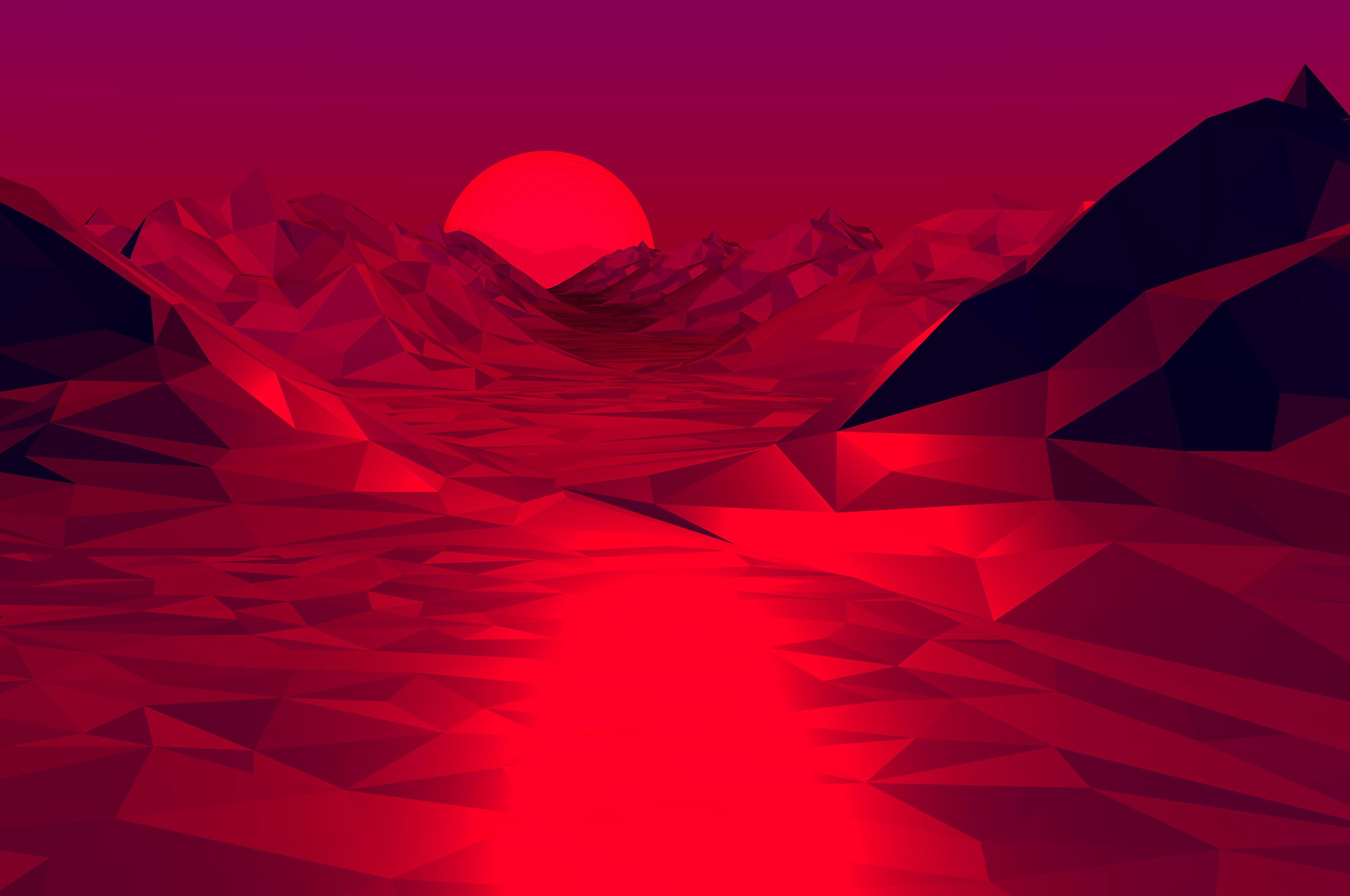 Low Poly Red 3D Abstract 4k Chromebook Pixel HD 4k Wallpaper, Image, Background, Photo and Picture