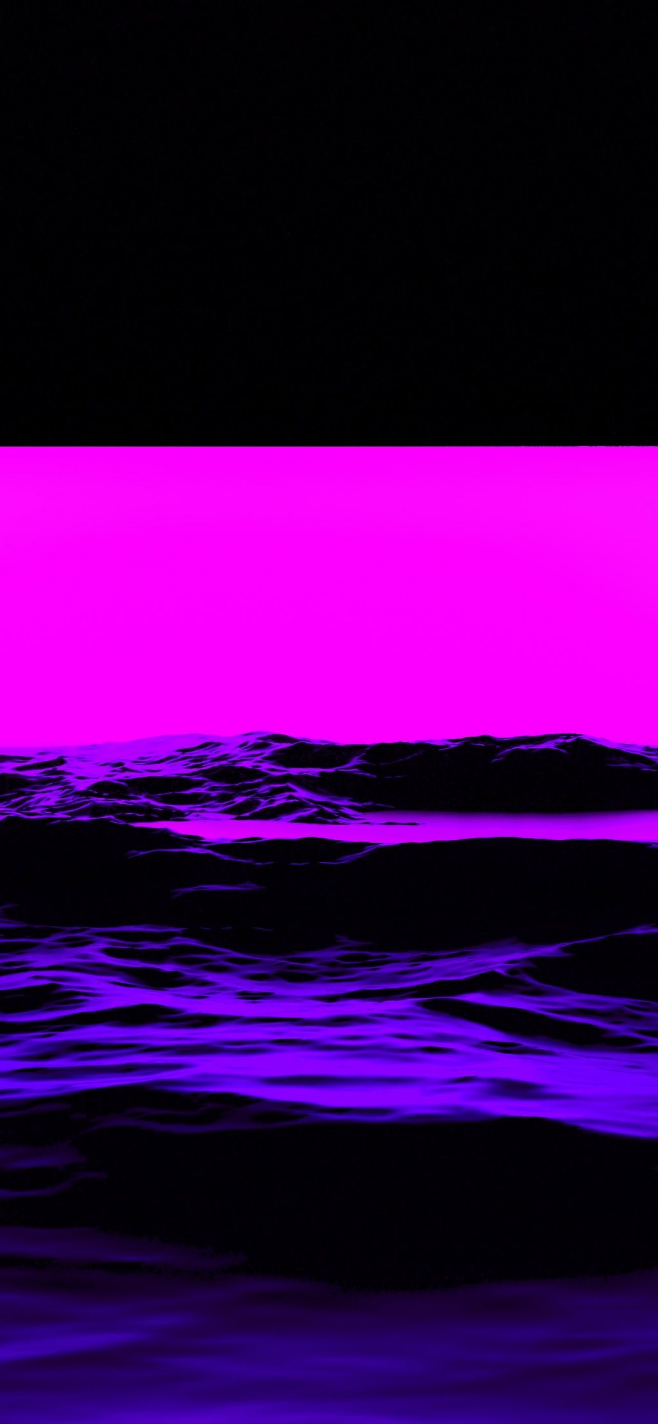 Pink light Wallpaper 4K, Sea, Waves, 3D, Black background