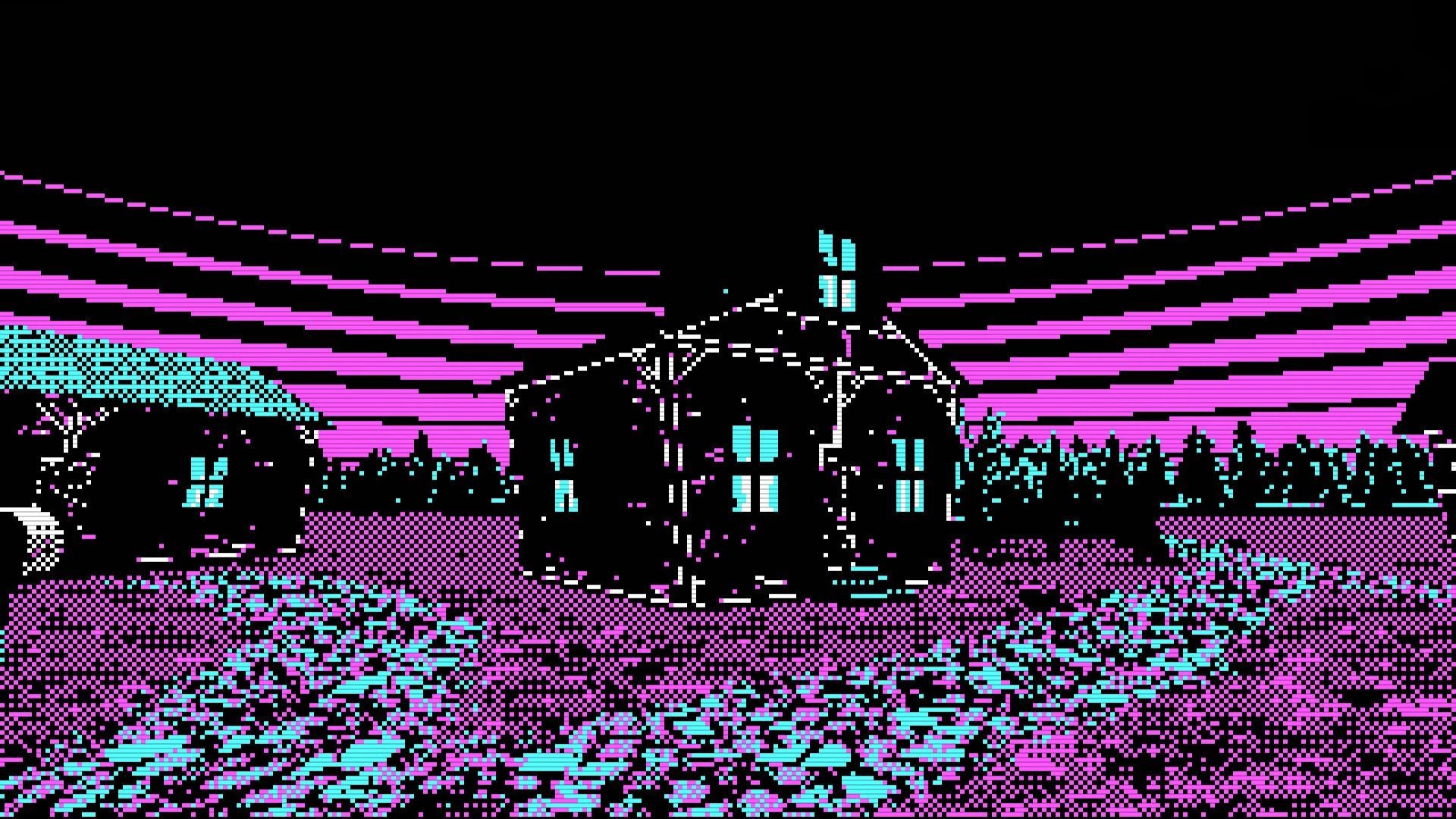 synthwave, pink, Retrowave, house, vaporwave, pixel art, pixelated Gallery HD Wallpaper