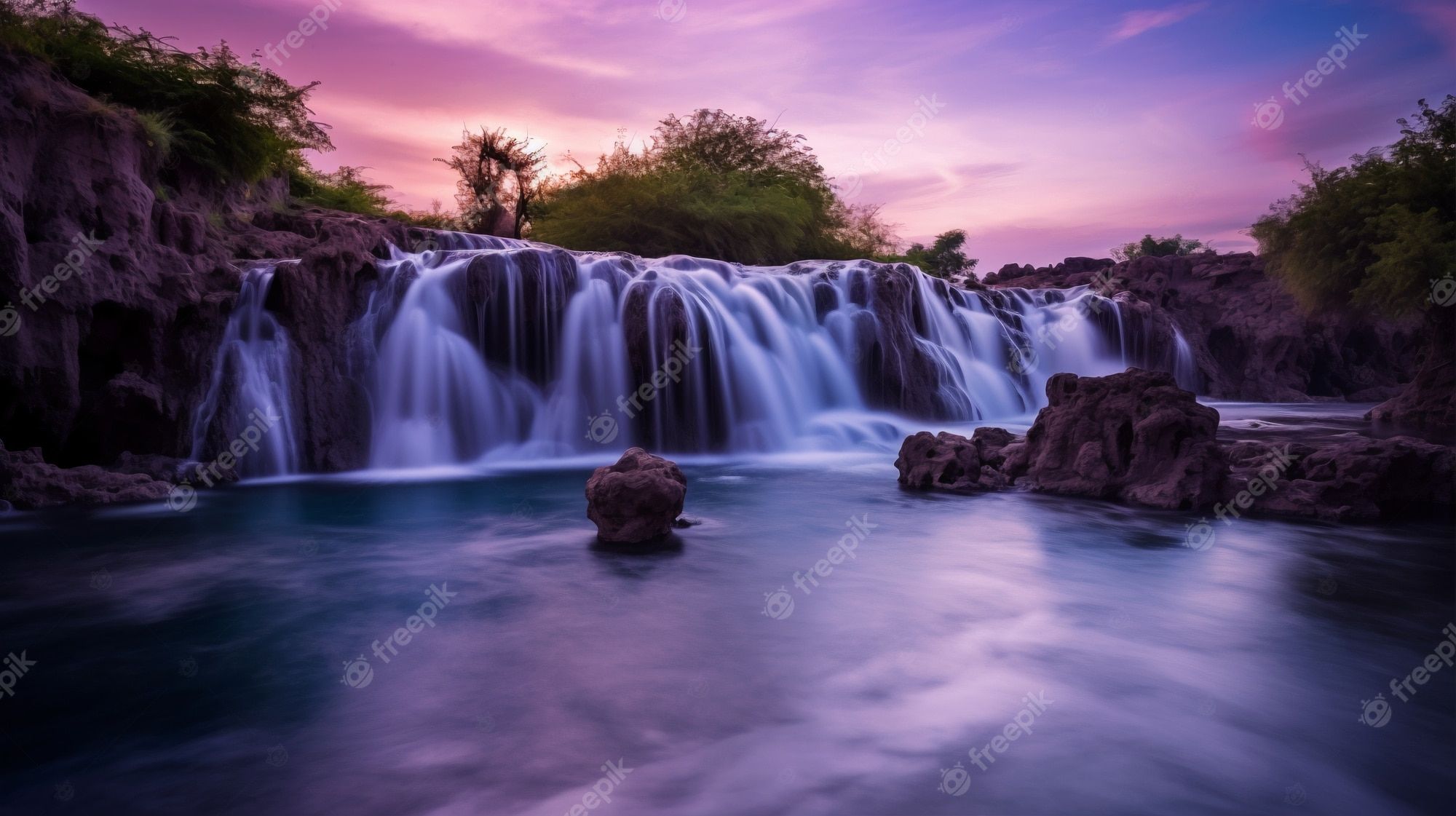 A waterfall with a sky background - Waterfall