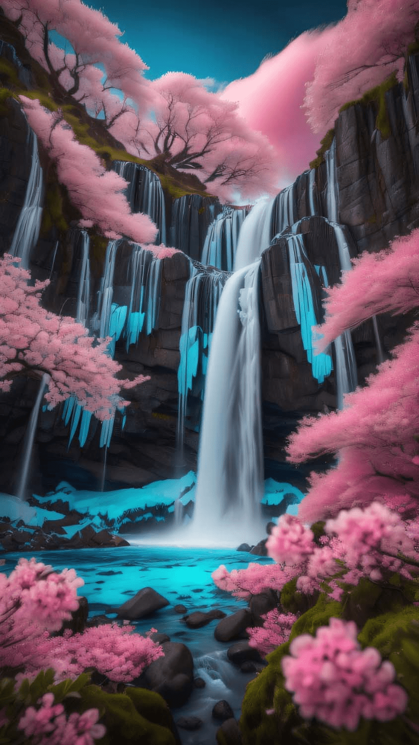 Cherry Blossom Waterfall IPhone Wallpaper 4K IPhone Wallpaper Wallpaper Download - Waterfall