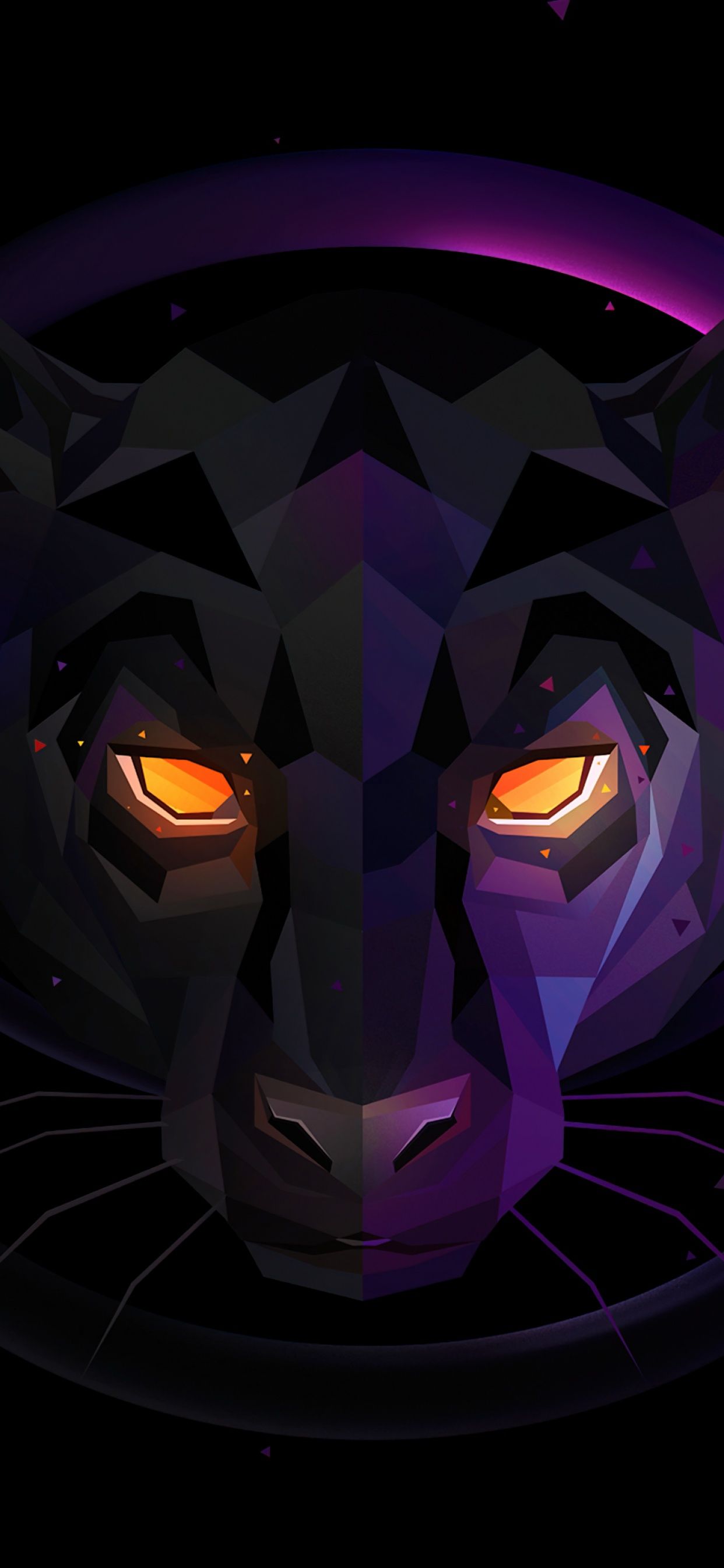 Panther Wallpaper 4K, Scary, Glowing eyes, Low poly