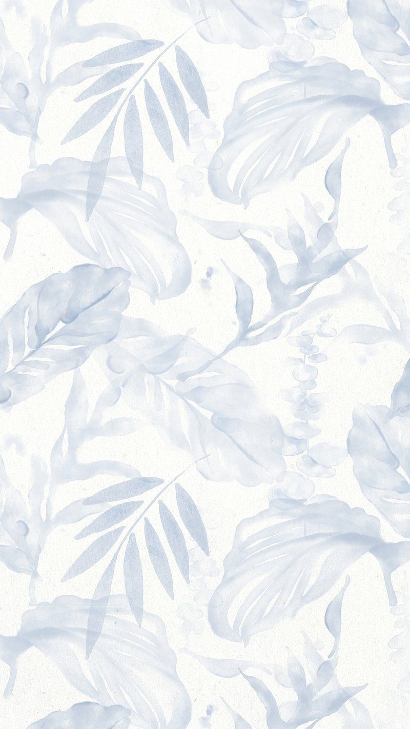 A blue and white watercolor tropical leaf pattern - Watercolor