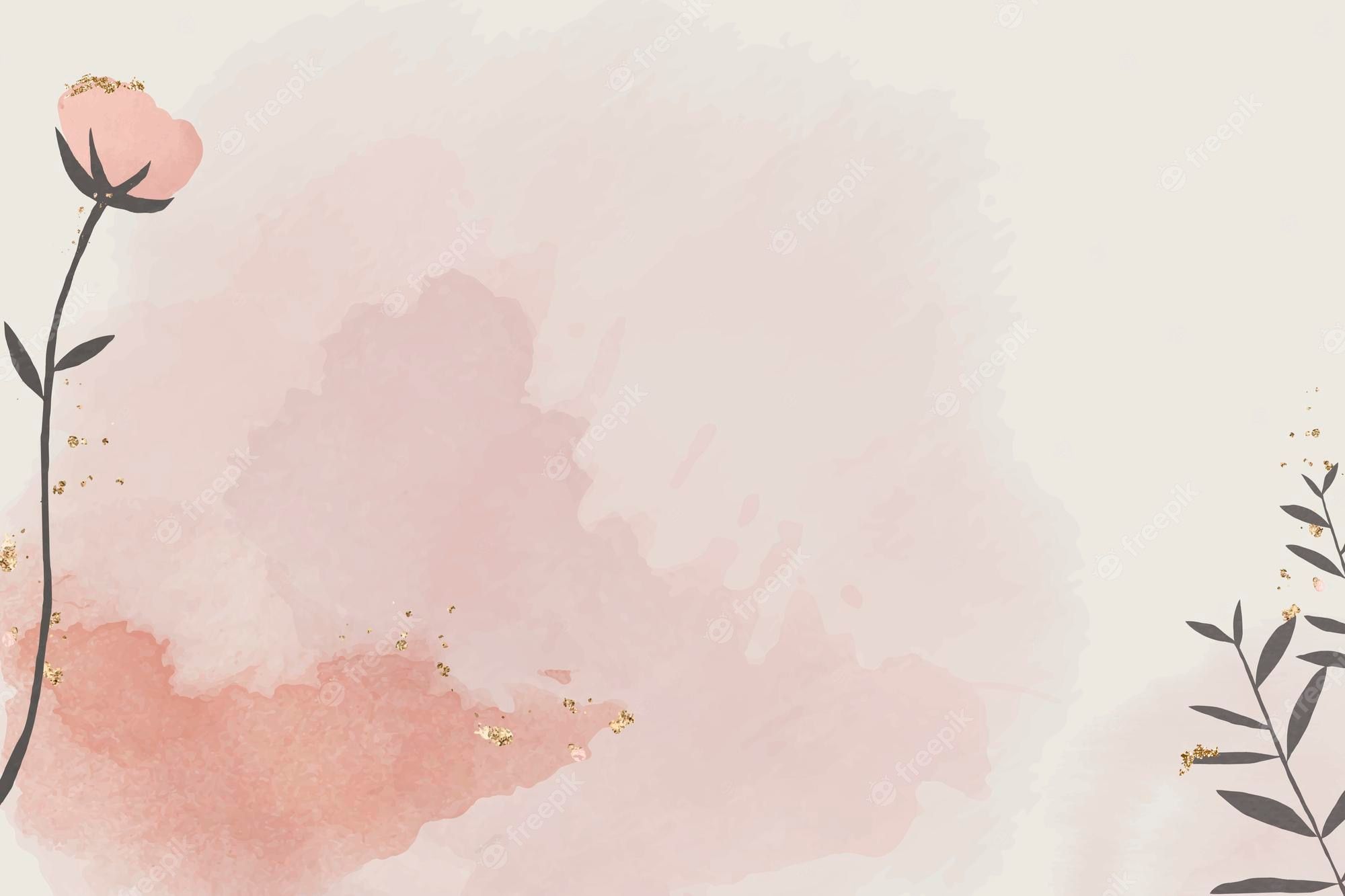 Watercolor background with a pink flower - Watercolor