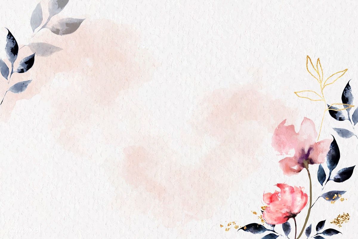 Aesthetic watercolour flower wallpaper with a white background - Watercolor