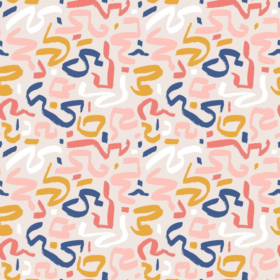 Marker drawn scribble abstract seamless pattern. Childish drawing. Hand draws calligraphy swirls for background. Curly brush strokes, marker scrawls as graphic design wallpaper