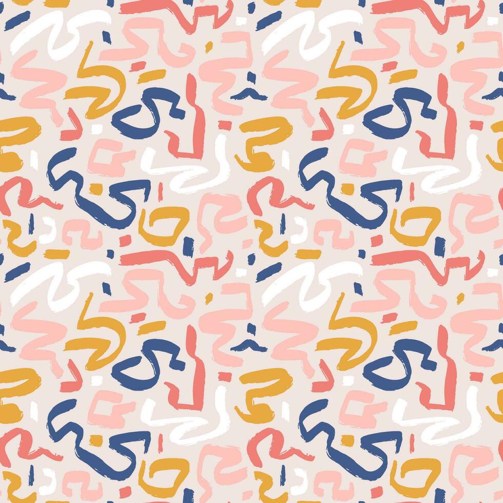 A colorful pattern of squiggly shapes on a beige background - Calligraphy