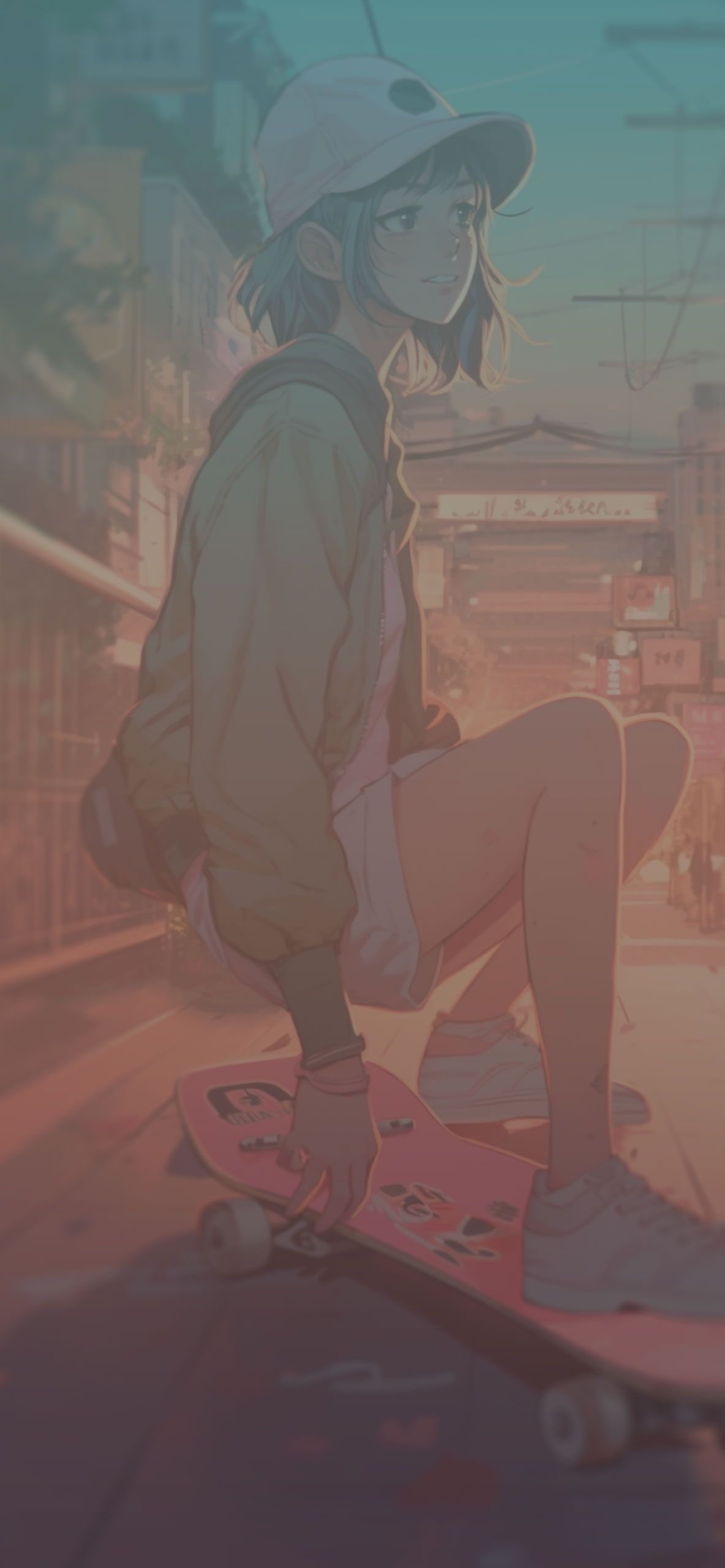 Anime Girl with Skateboard Wallpaper Girl Wallpaper 4k