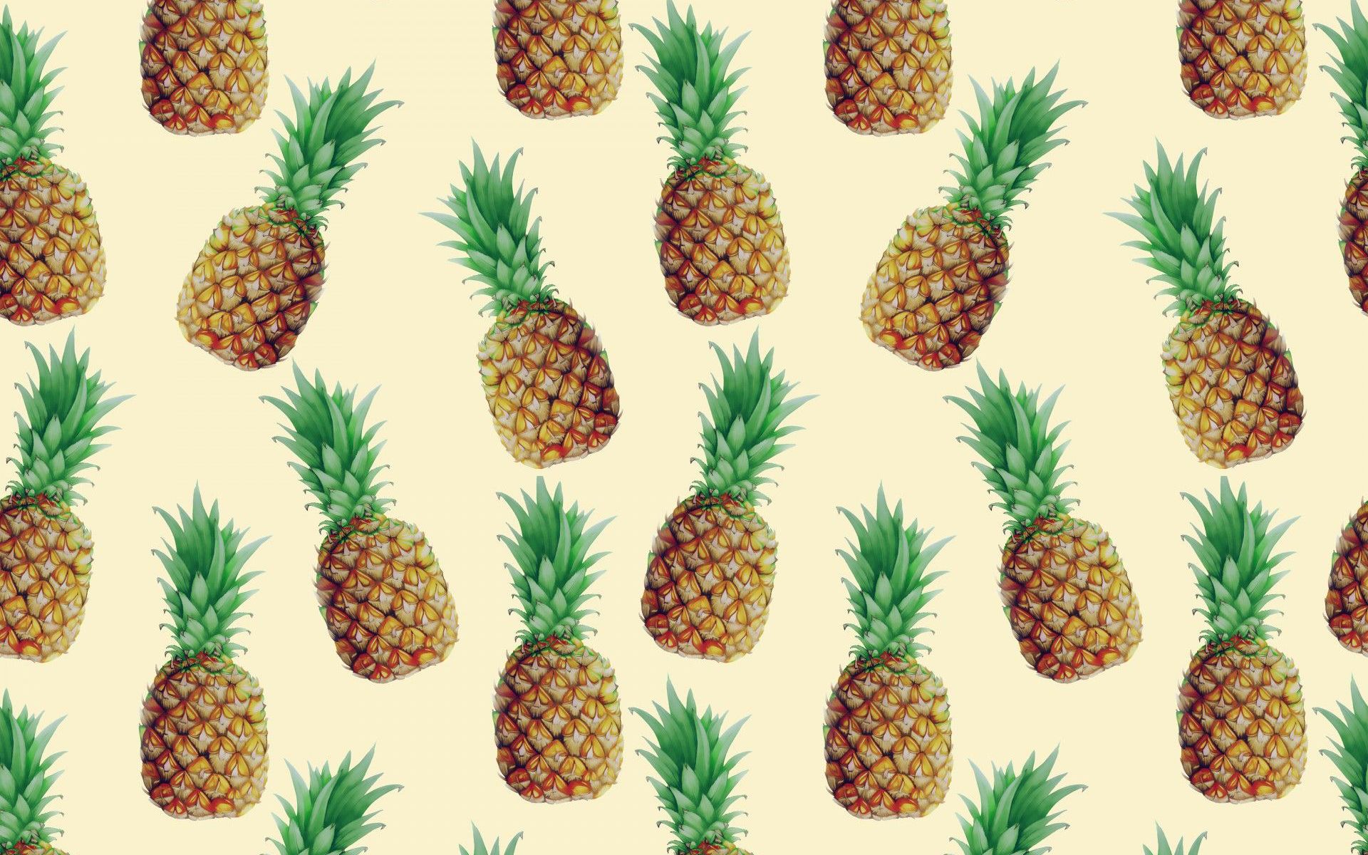 A pattern of pineapple illustrations on a yellow background - Pineapple