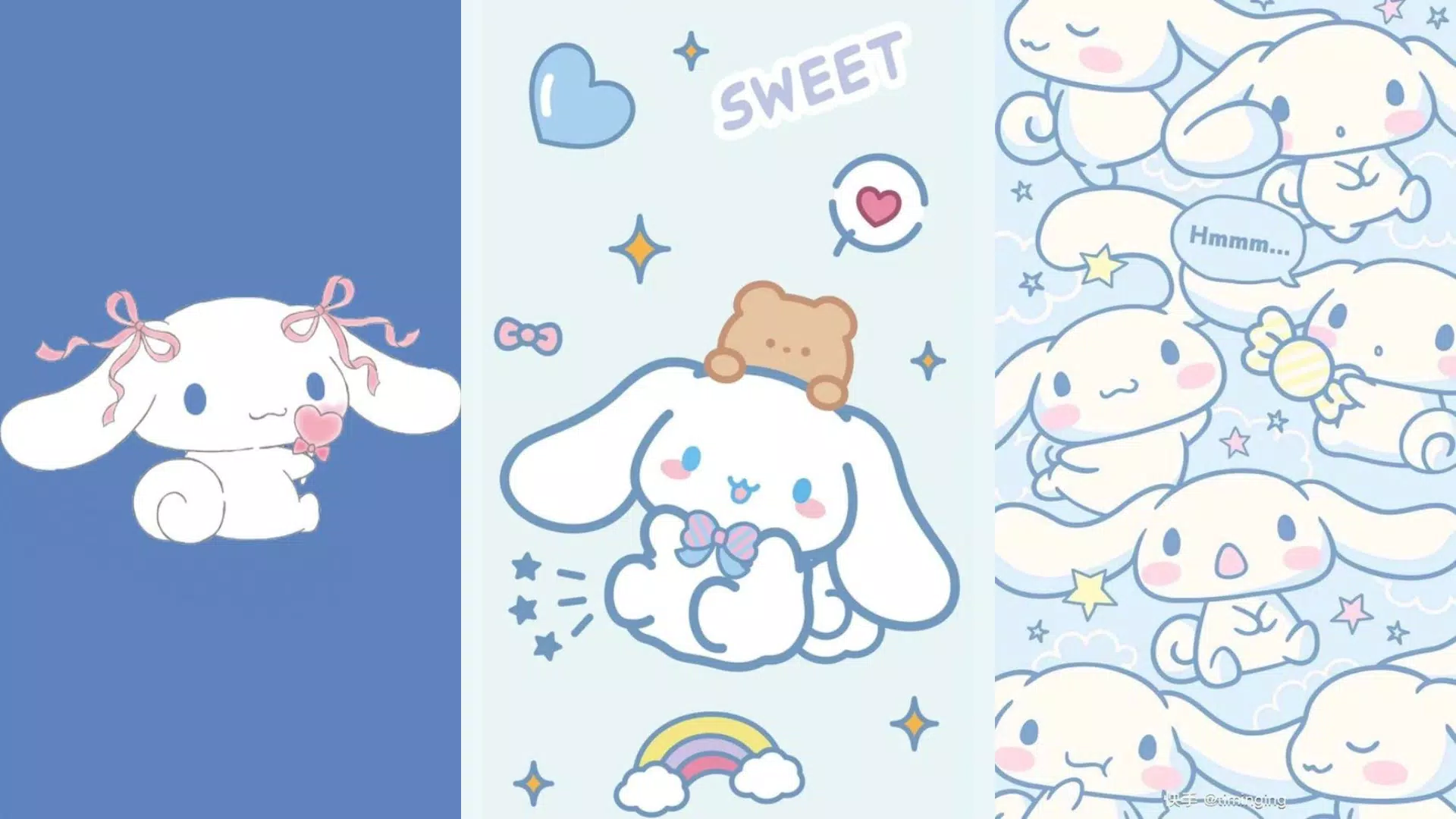 Sanrio characters are so cute, and I love the blue background of this wallpaper. - Sanrio
