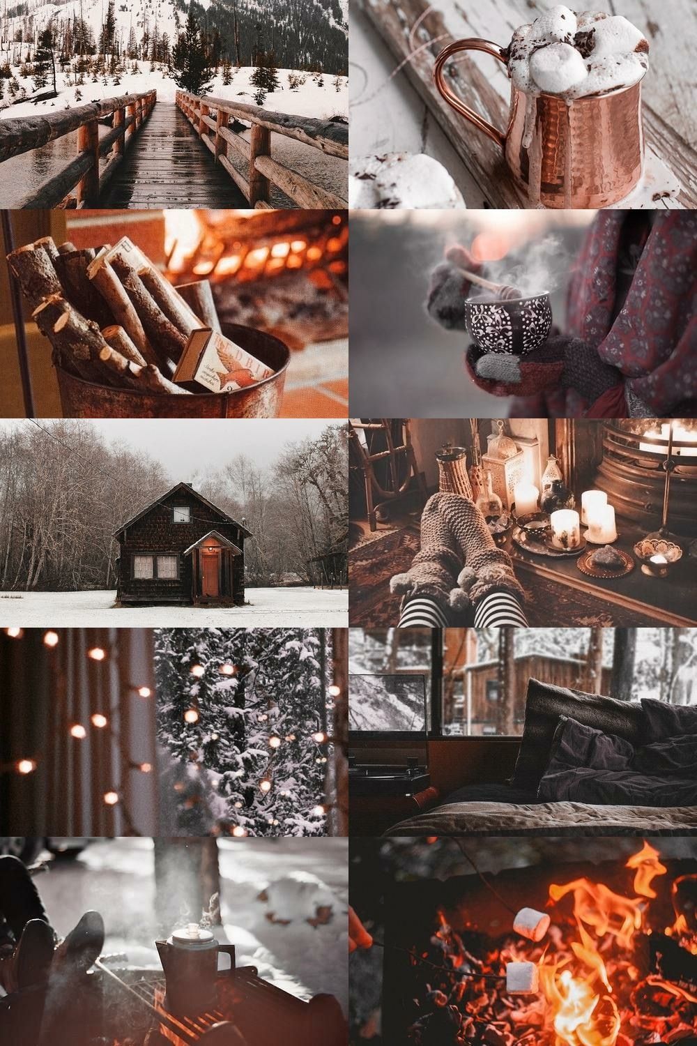 A collage of pictures with winter scenes - Cozy