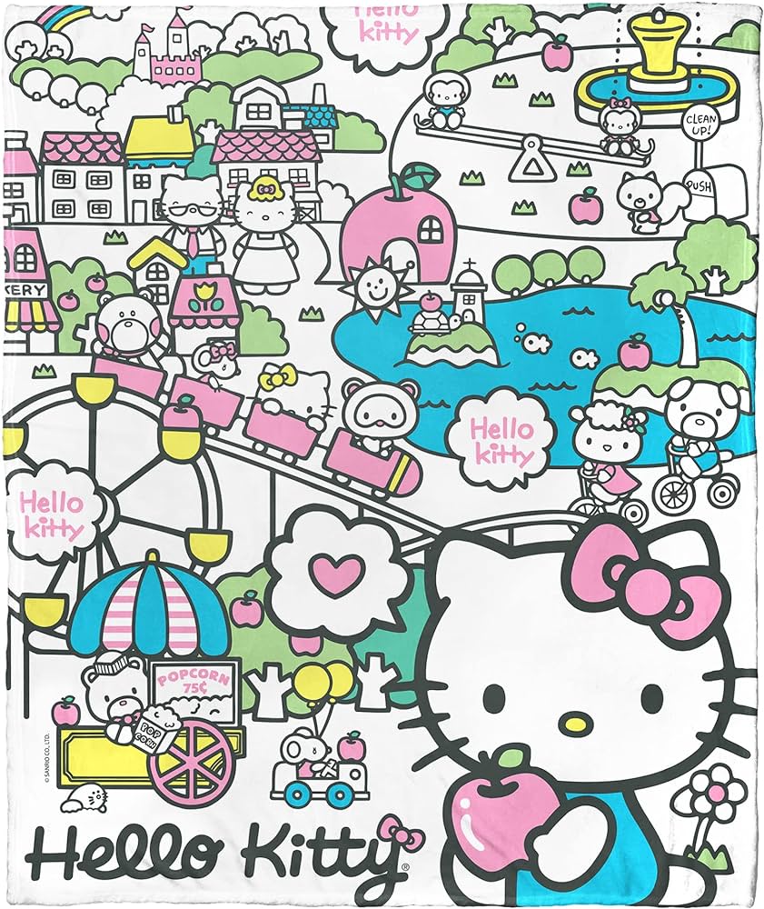 Northwest Sanrio Hello Kitty Silk Touch Throw Blanket, 50 x Bustling Town : Home & Kitchen