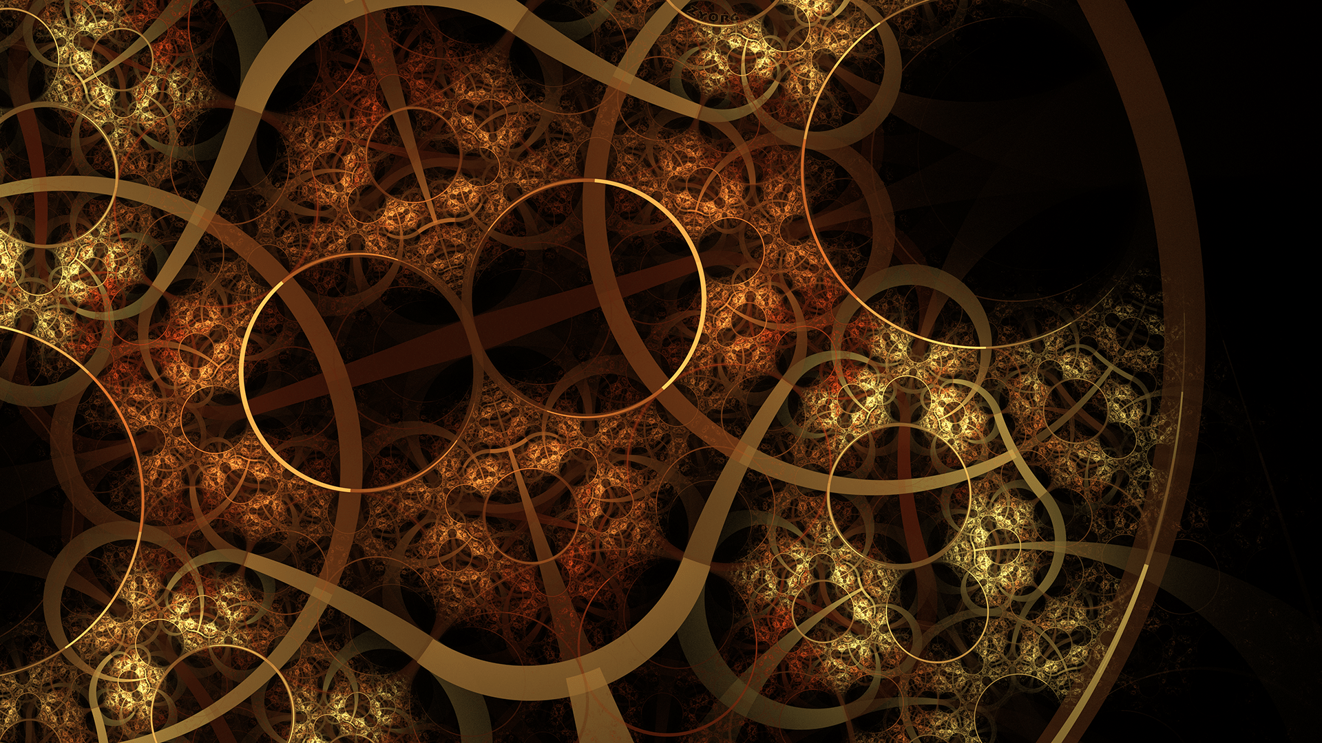 An abstract image of interwoven rings in shades of brown and gold. - Steampunk