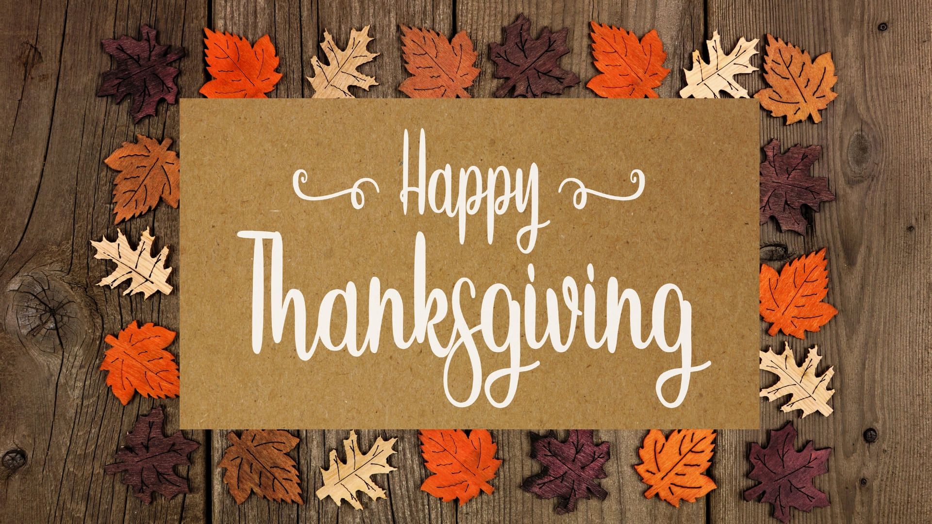 Happy thanksgiving card with fall leaves - Thanksgiving