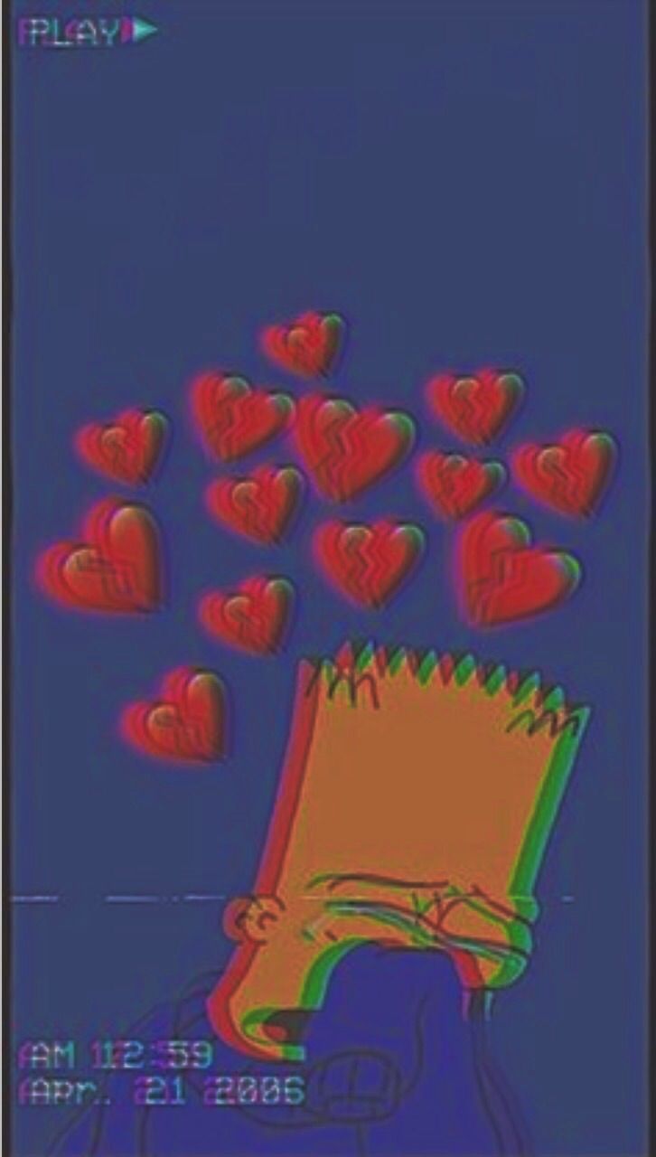 Bart simpson wallpaper with hearts and the word play - Bart Simpson