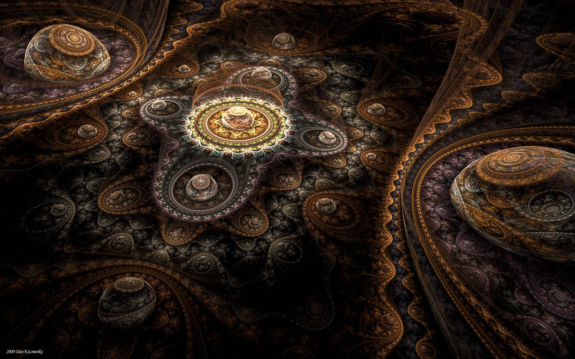 A beautiful steampunk wallpaper with a fractal background. - Steampunk