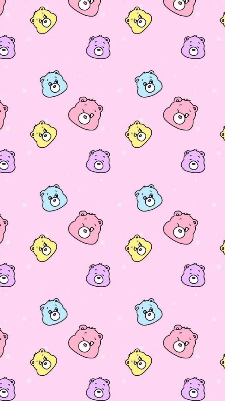 IPhone wallpaper background lock screen cute pastel pink bears pattern background care bears background wallpaper background wallpaper background care bears - Care Bears