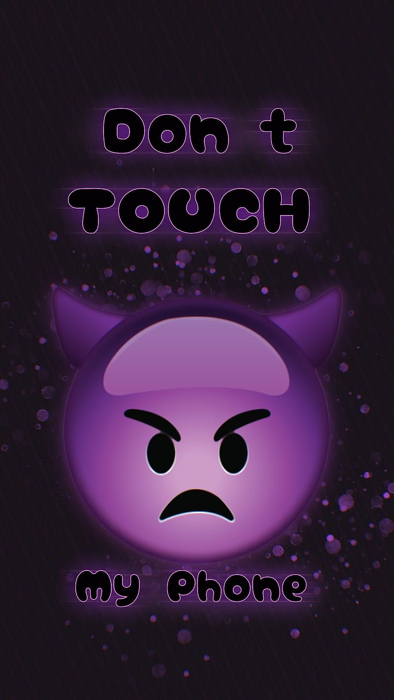 Wanna touch?, Amoled, Don't touch my Phone, Evil, Neon, Purple, Simple, Smile, HD phone wallpaper