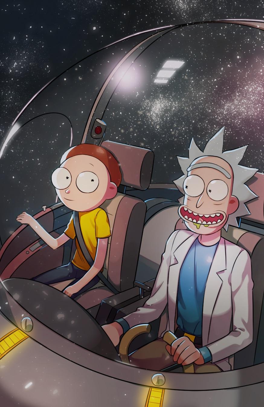 Rick and Morty in a spaceship - Rick and Morty