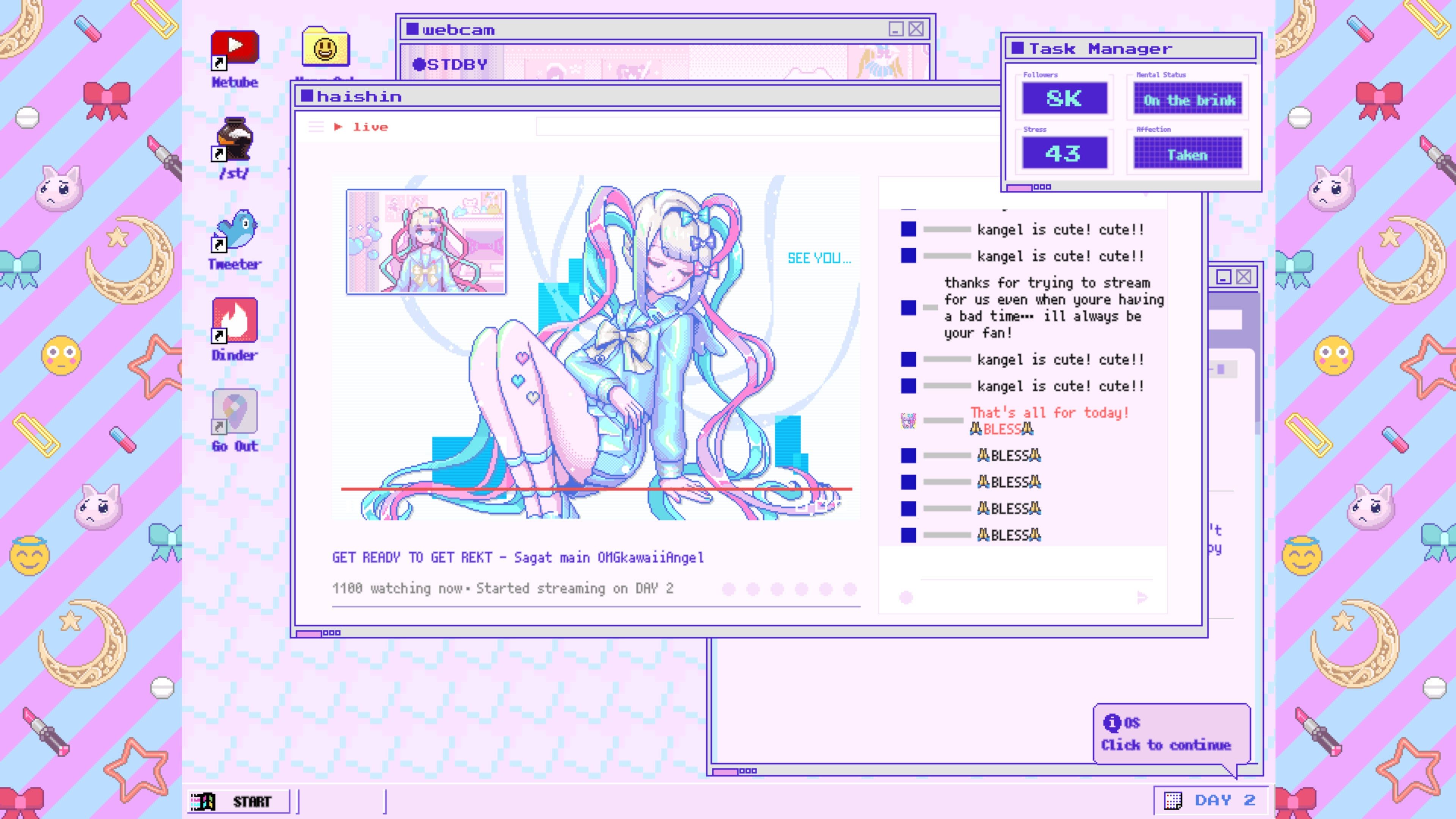 A screenshot of a digital drawing of a character in a pastel pixelated world. - Webcore