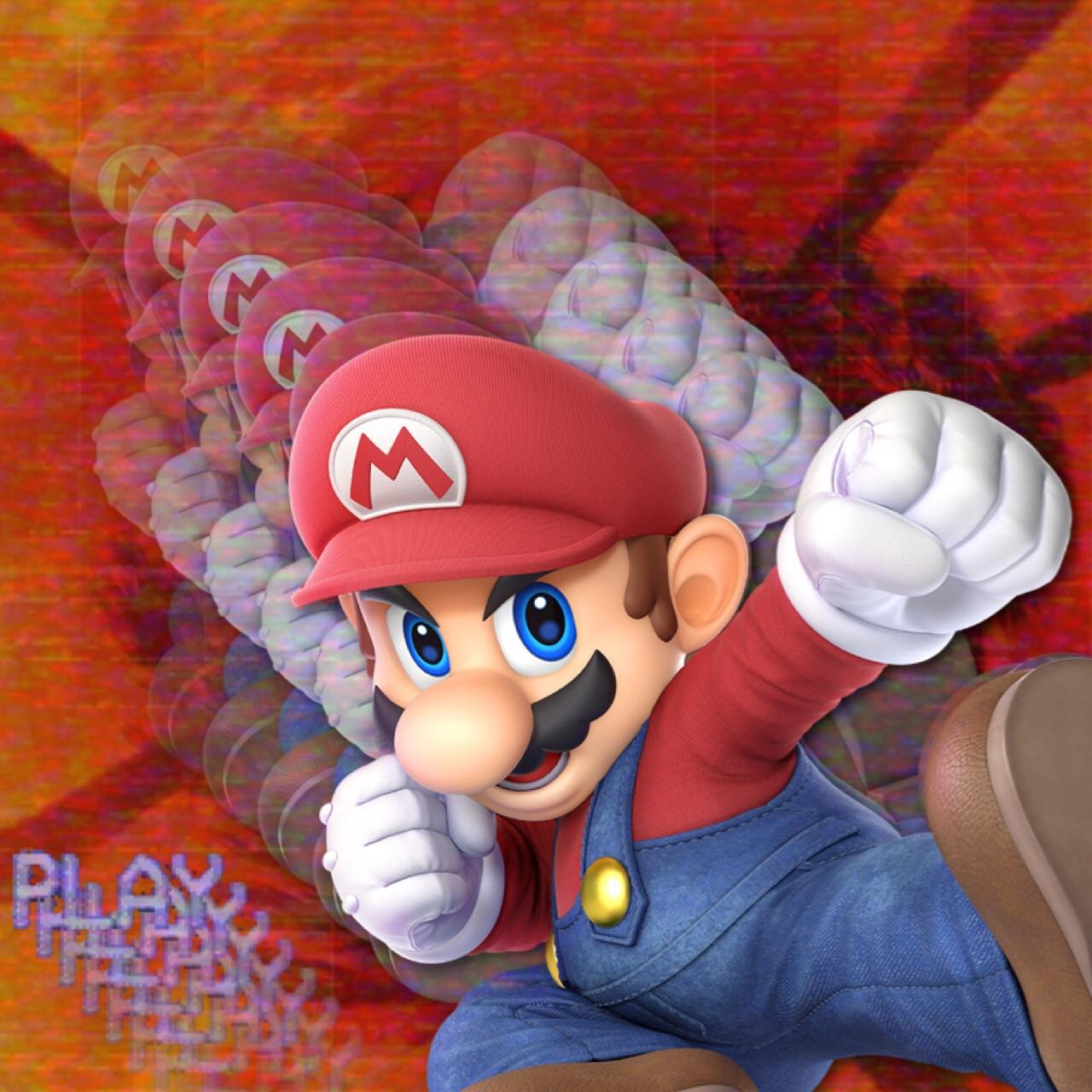Made a little vaporwavy aesthetic edit thing for Mario's Ult render. Thinking of doing one for every character