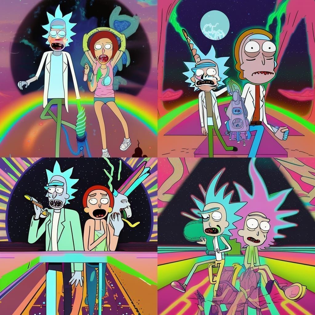 Rick & Morty pooping on a unicorn 5