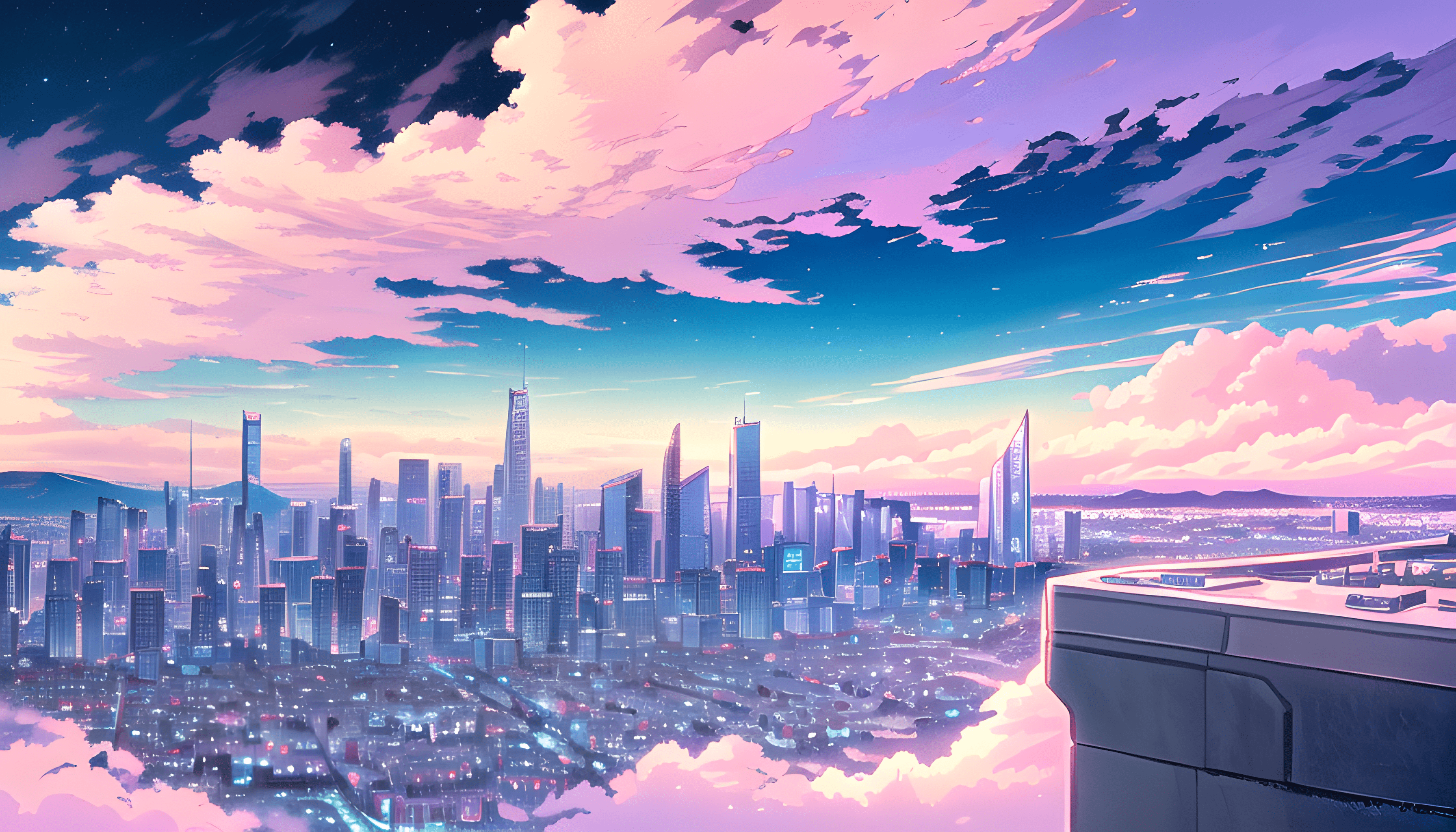 Anime City HD Wallpaper and Background