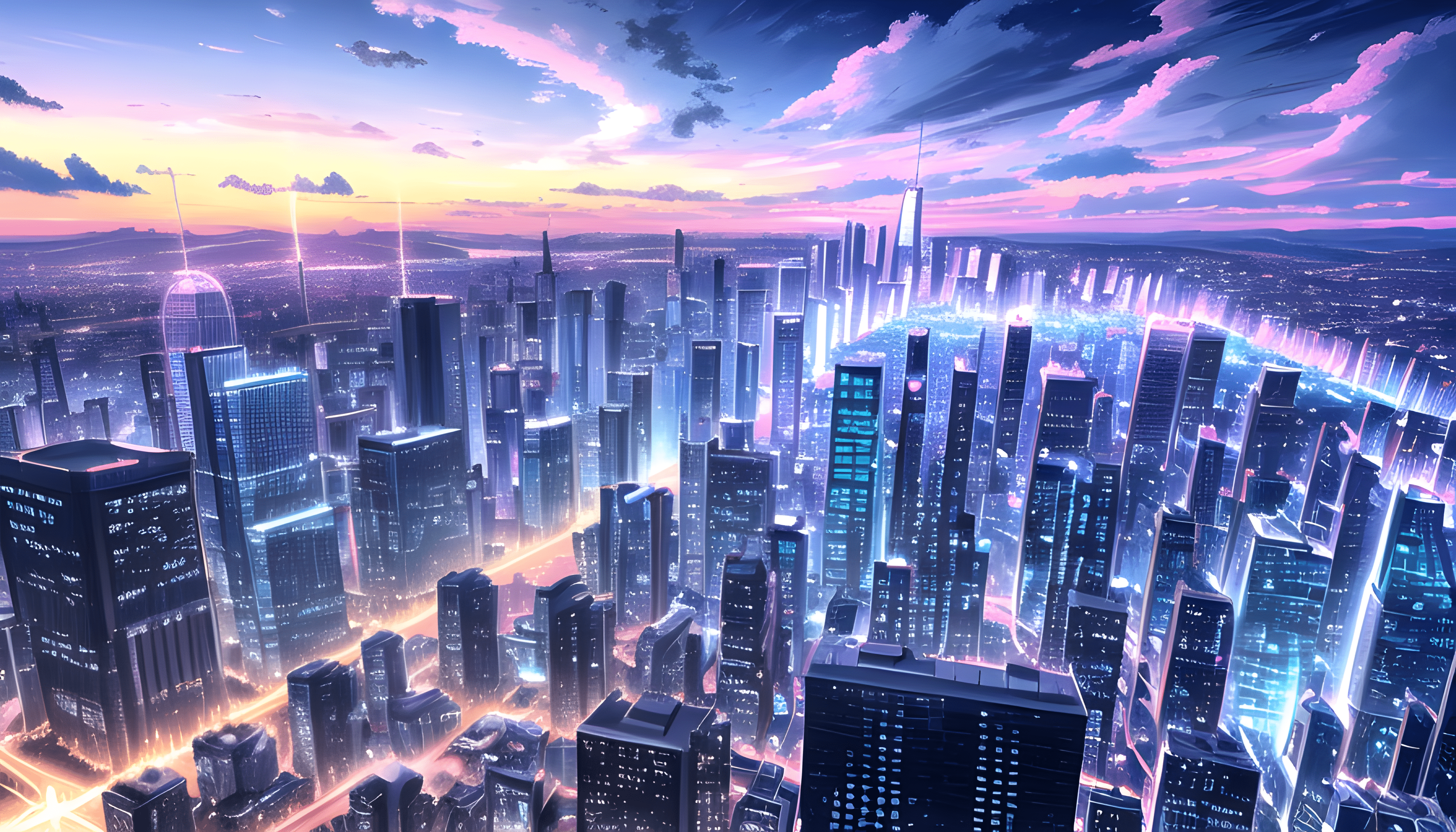 Anime City HD Wallpaper and Background