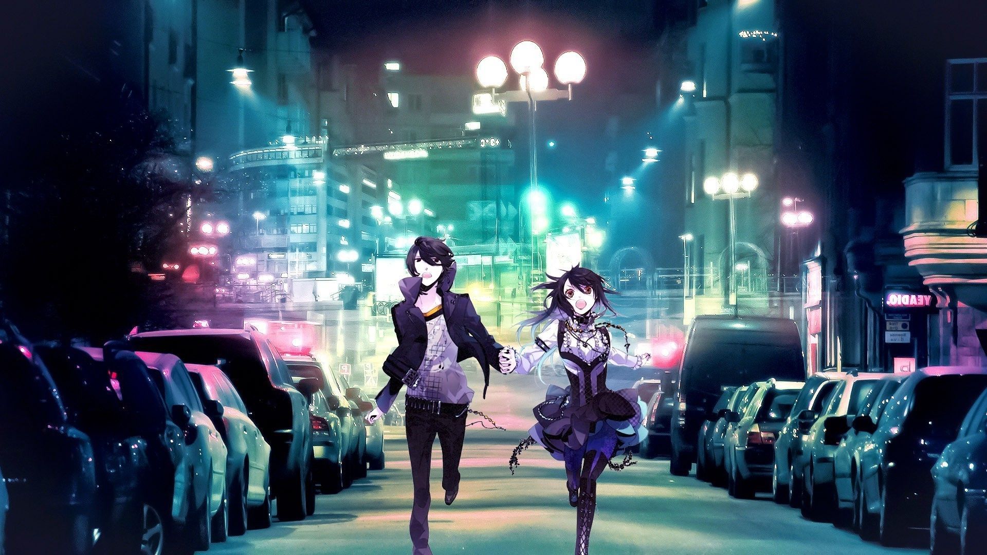 1920x1080 fantasy art anime city street lights colorful wallpaper JPG 526 kB