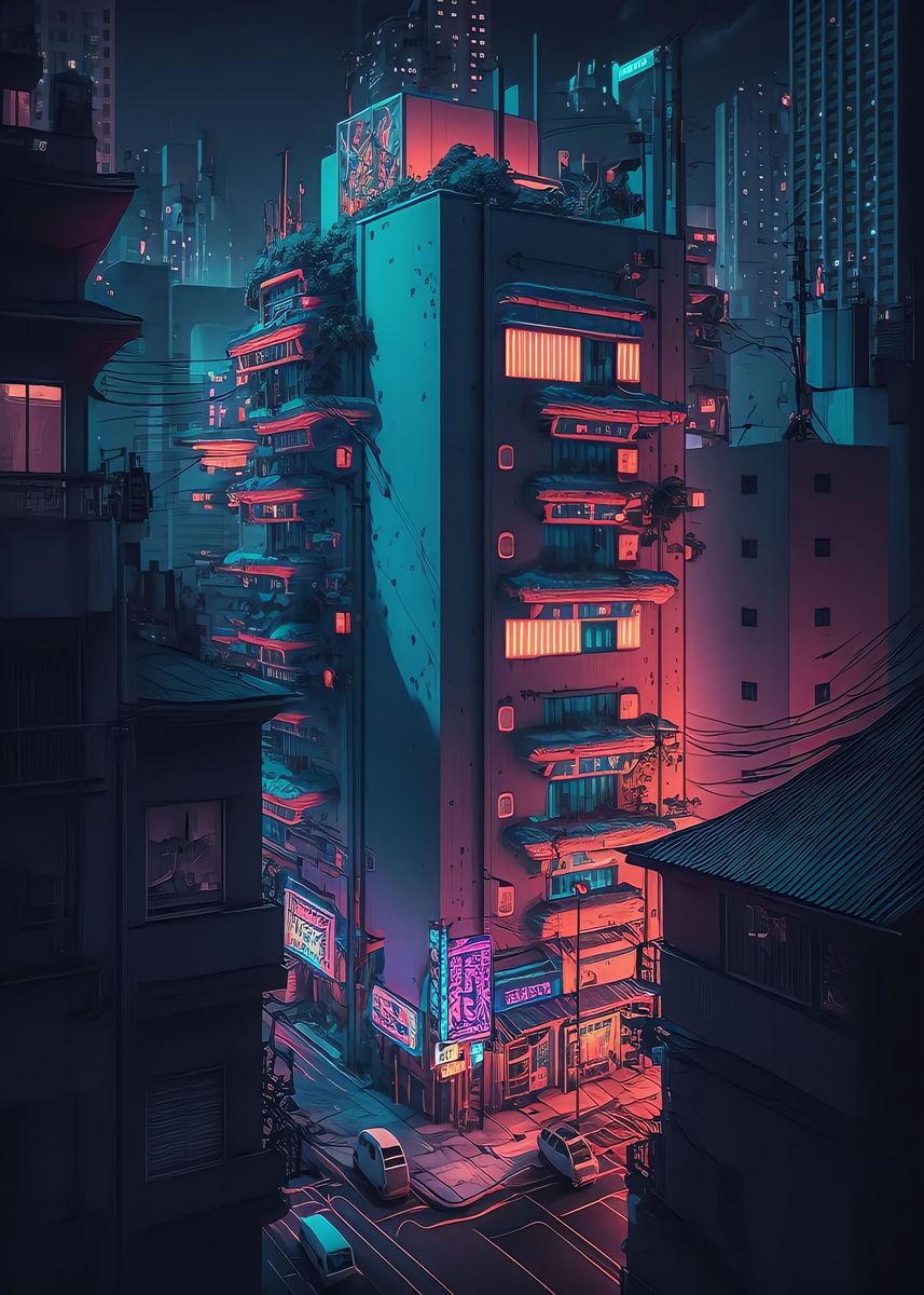Cyberpunk City Aesthetic' Poster