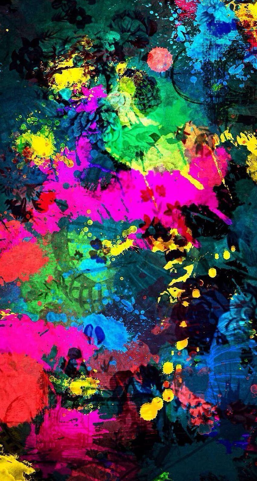 Colorful iPhone wallpaper with abstract paint splatters - Graffiti