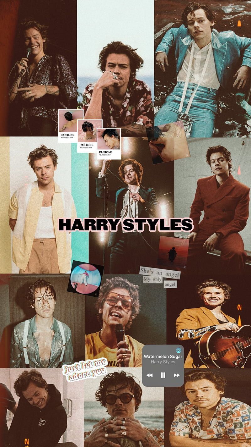 Harry Styles collage with many pictures of him. - Harry Styles