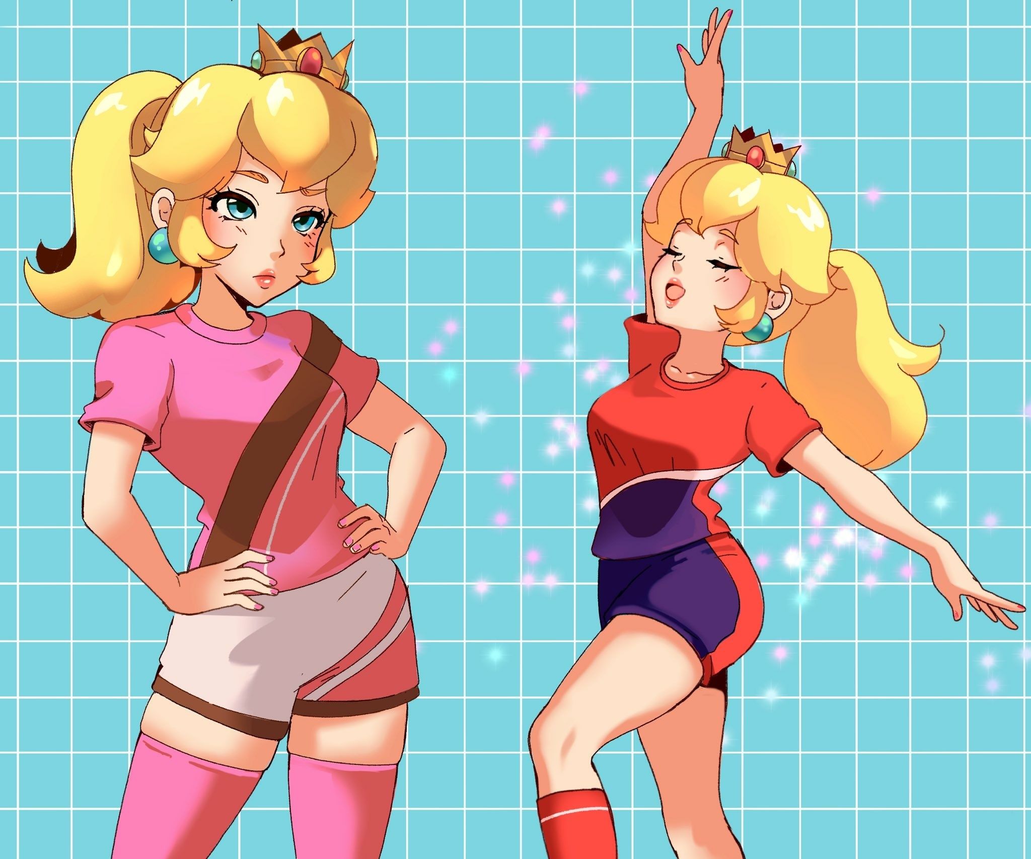 Peach and Daisy in their running outfits - Princess Peach