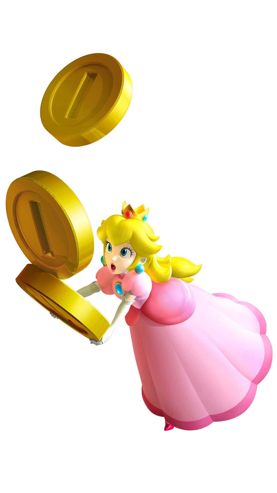 Princess Peach throwing a coin in the air - Princess Peach