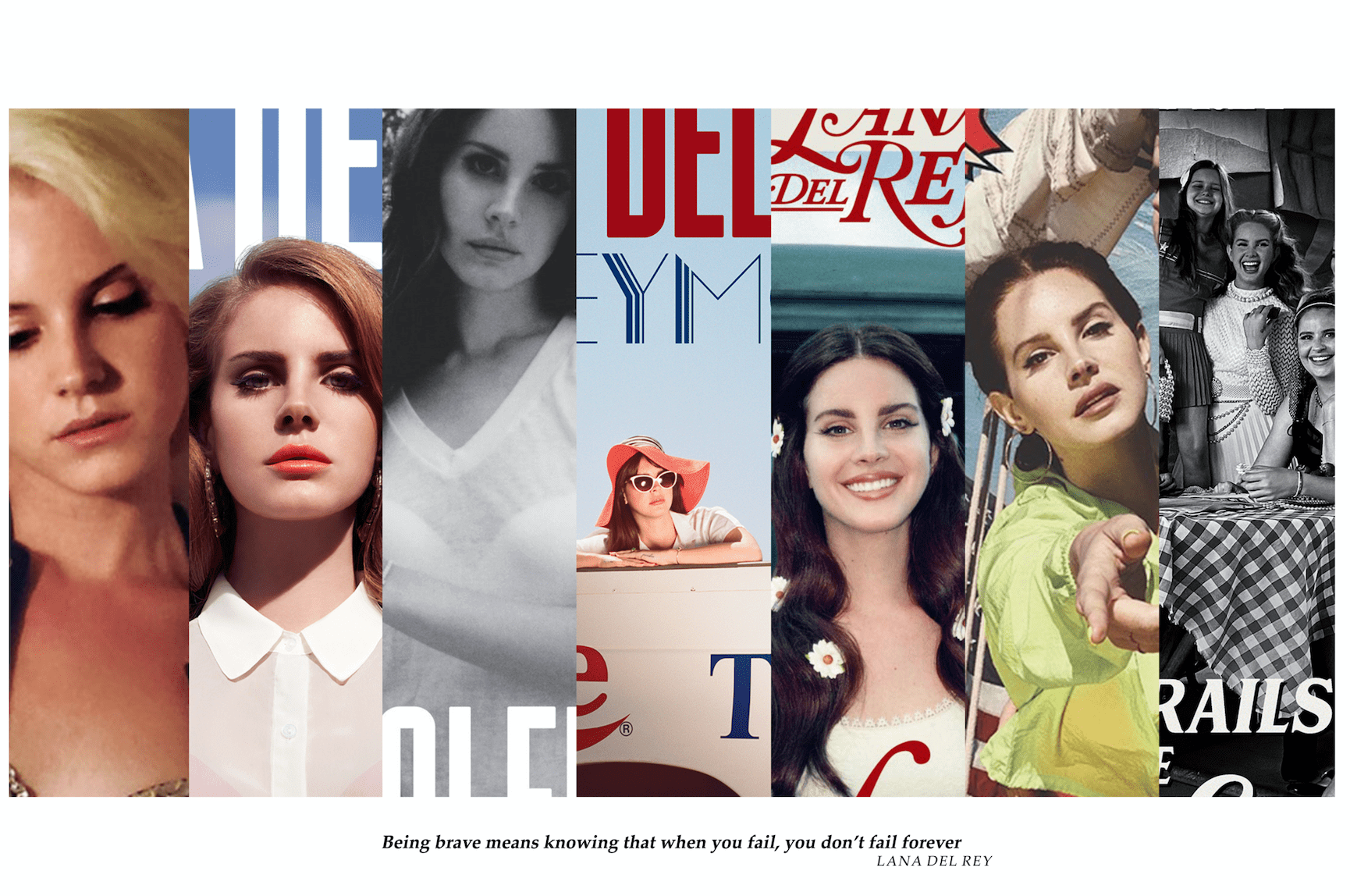 The collage includes images of the following women: Yvonne De Carlo, Ann-Margret, Jane Fonda, and Lana Del Rey. - Lana Del Rey