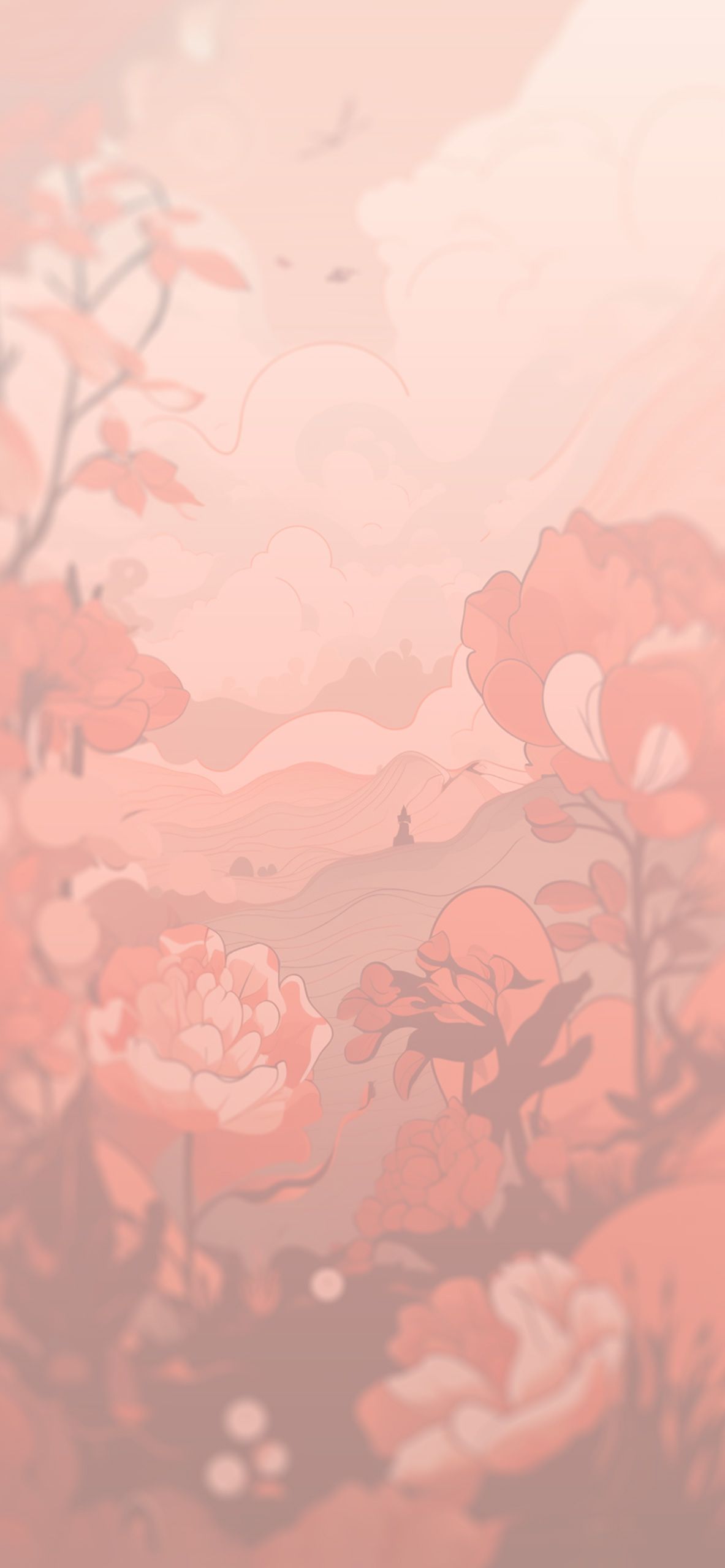 Red Flowers & Clouds Aesthetic Wallpaper