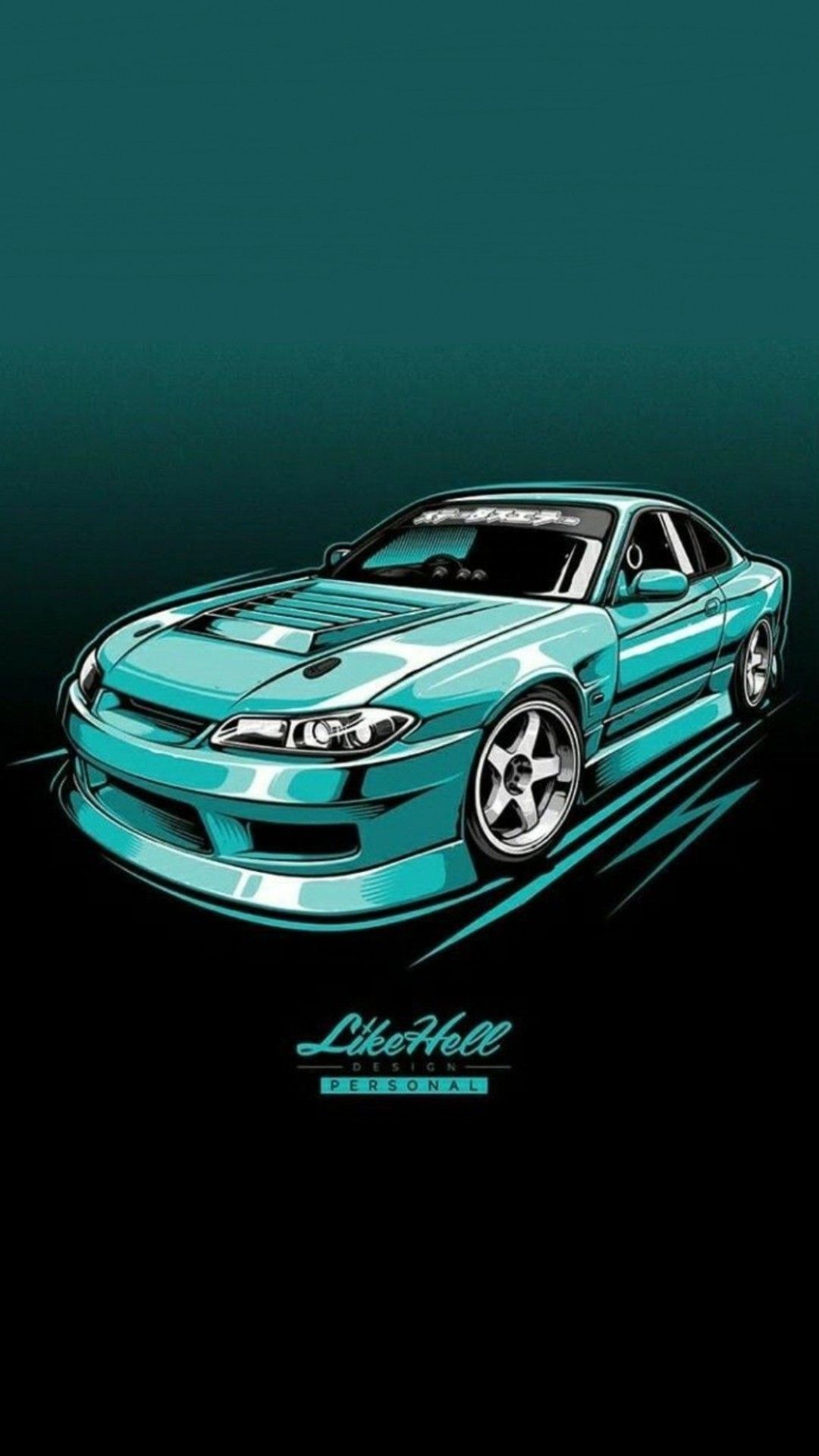 A Nissan Silvia S15 illustration on a black background - JDM