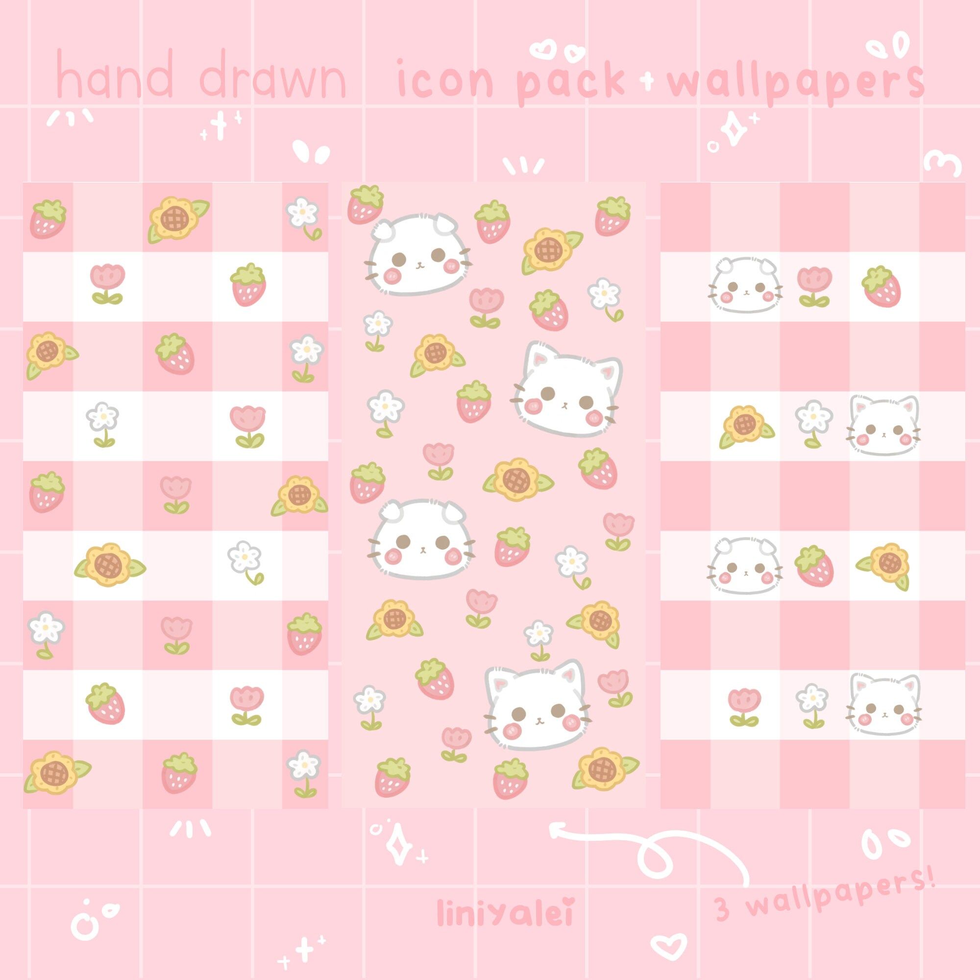 Kawaii App Icon Pack Wallpaper for Ios and Android / Cute