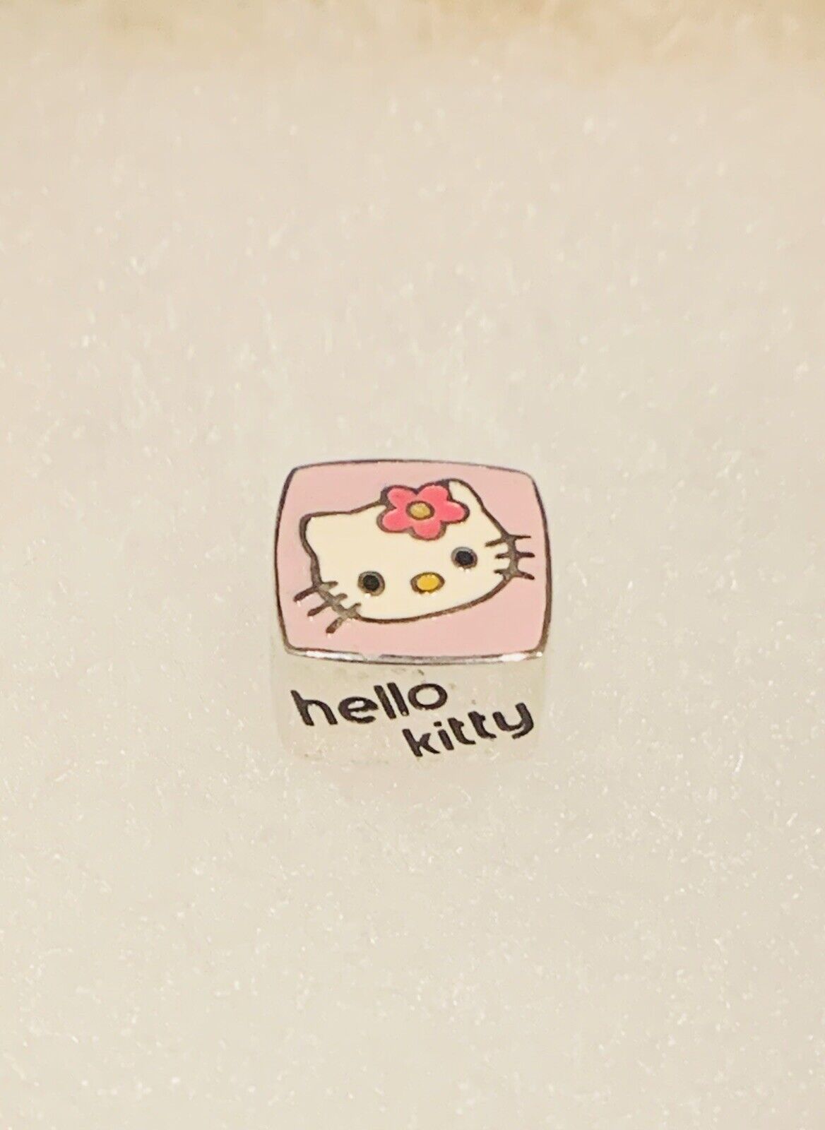 Sanrio 925 Hello Kitty Pink Rhinestone Initial L Slider Charm