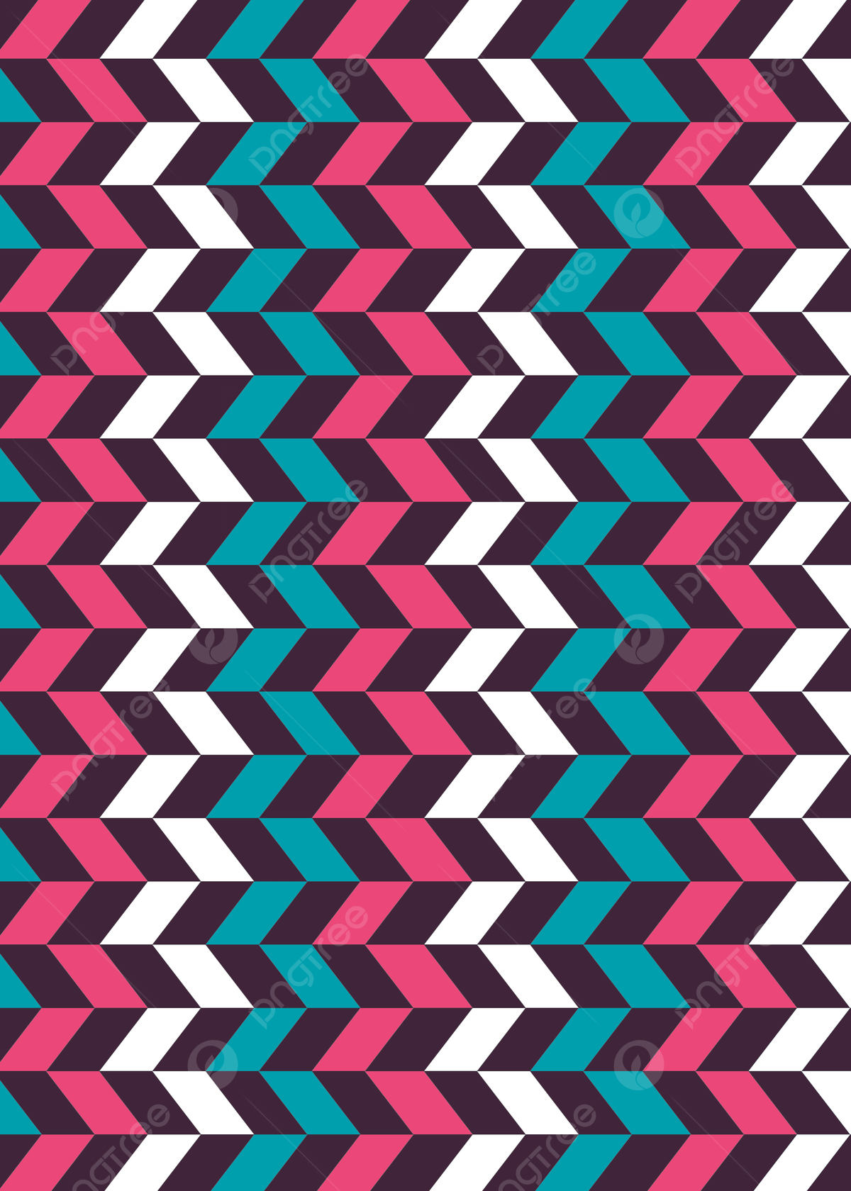 A pattern of blue, pink and white arrows - Geometry