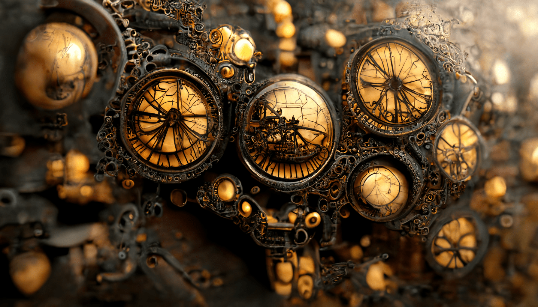 A 3D render of a complex clockwork mechanism - Steampunk