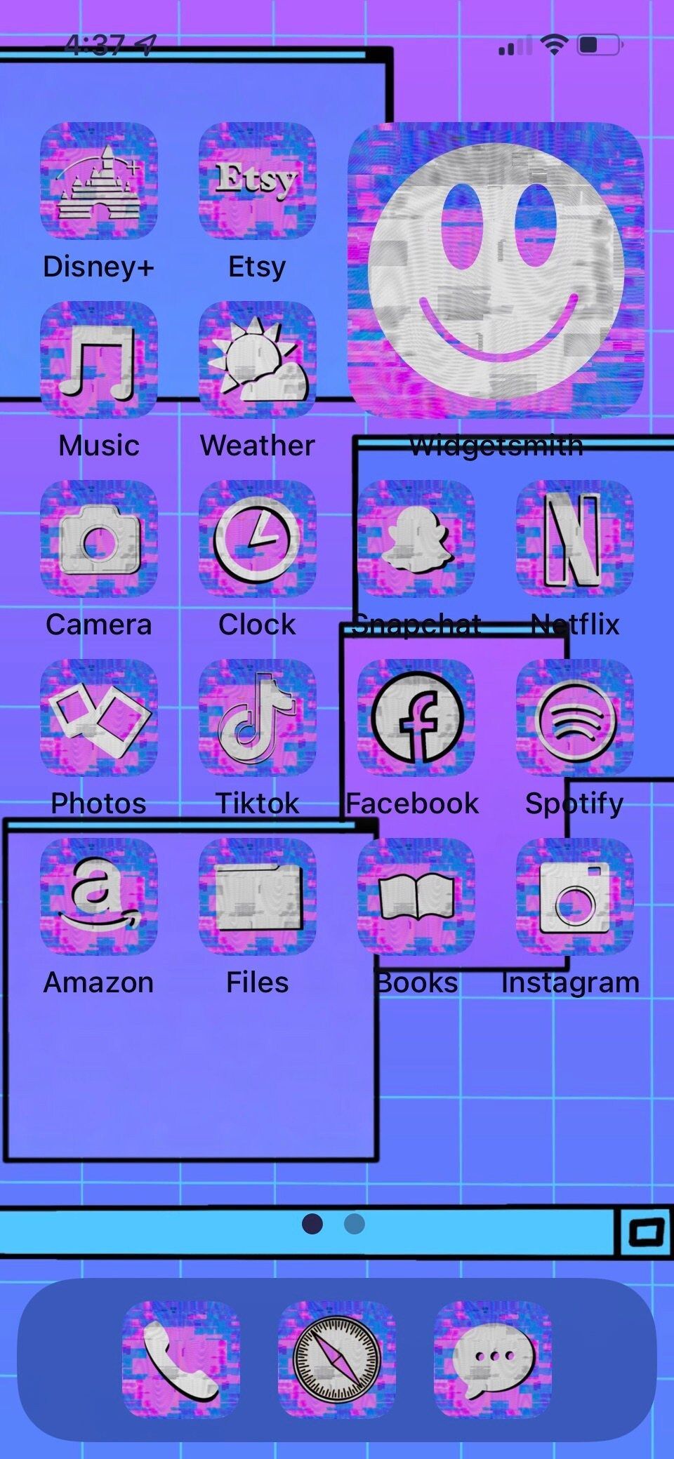 Glitch Icon Ios 15 iPhone Widgets and Wallpaper Vaporwave
