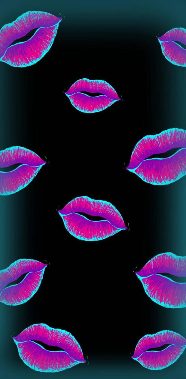 Neon Lips Wallpaper