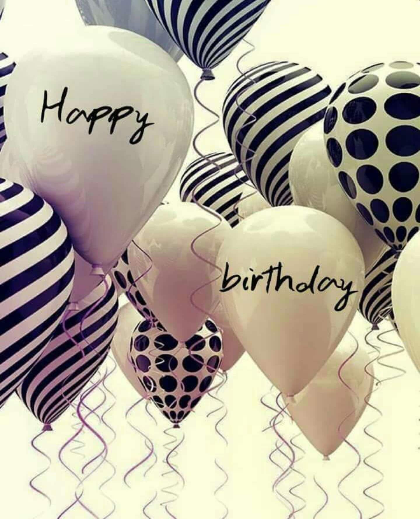 Happy birthday balloons in black and white. - Balloons